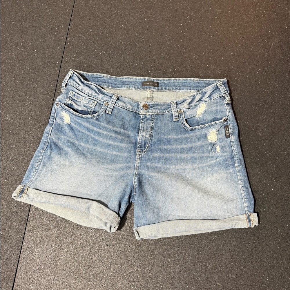 Silver Jeans Light Blue Distressed Jean Shorts